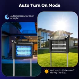Solar Bug Zapper Outdoor, Cordless Rechargeable Mosquito Killer | IP66 Waterproof Fly Zapper, 4500V Grid, Auto/Manual Mode, Cordless with Projection Light, Cord & Chain for Patio Camping RV