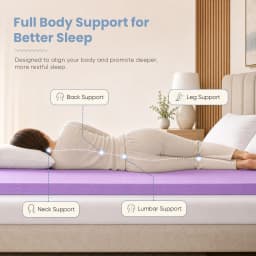 JHK 3 Inch Cooling Memory Foam Mattress Topper CertiPUR-US Certified Purple Gel Ventilated Soft Pressure Relief Mattress Pad Breathable Bed Topper for Bedroom and Sleeper Sofa