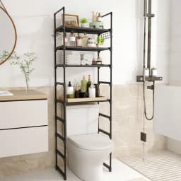 10-Tier Over Toilet Storage Rack, Adjustable Bathroom Organizer Cabinet with Space Saving Shelves, Freestanding Above Toilet Stand for Laundry Room Tissue Paper Holder