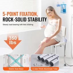 VEVOR Shower Chair Shower Seat with Back Adjustable Height Shower Stool Shower Chair for Inside Shower Bathtub Non-slip Chair