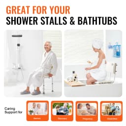 VEVOR Shower Chair Shower Seat with Back Adjustable Height Shower Stool Shower Chair for Inside Shower Bathtub Non-slip Chair