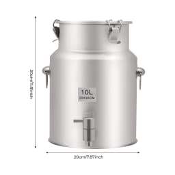 2.64Gal 304 Stainless Steel Beverage Dispenser – 10L – Leak-Proof Lid – 3 Buckles – Faucet – Hangable Lid – 7.87"x11.81" – 3.97 lbs – for Milk Juice Oil Rice Storage – Home Party – Silver
