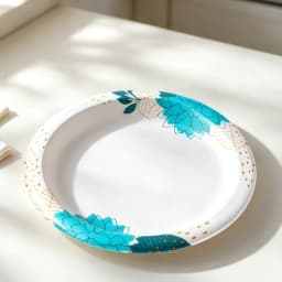 48ct Everyday 8.5in Floral Print Microwave Safe Round Paper Plates