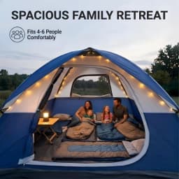 Dome Camping Tent Easy Setup for 4 Person Double Layer for Camping Hiking Blue Sports Entertainment
