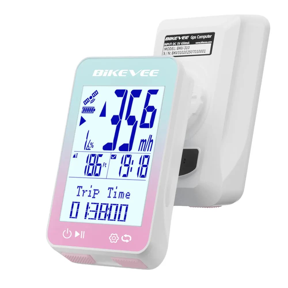 Bikevee Sports Fitness Wireless Bike Speedometer GPS Bicycle Computer 8 Languages IPX7 Waterproof 2.4" LCD Display MPH KM/H with Auto Start/Stop/Backlight Cycling Computer Stopwatch Tracking