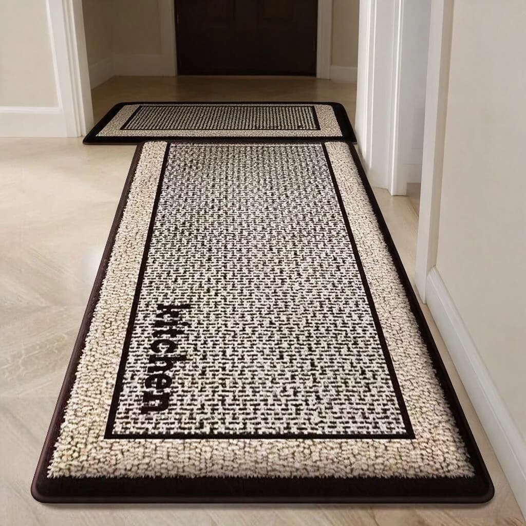 Soft Plush Kitchen Mat Square Flannel Water Absorbent Non Slip Rug for Bathroom Toilet Entrance Hallway