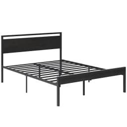 JHK 14 Inch Metal Bed Frame with Wood Headboard Heavy-duty Metal Platform With 1200lbs Capacity No Box Spring Needed Noise-free and Easy Assembly Design