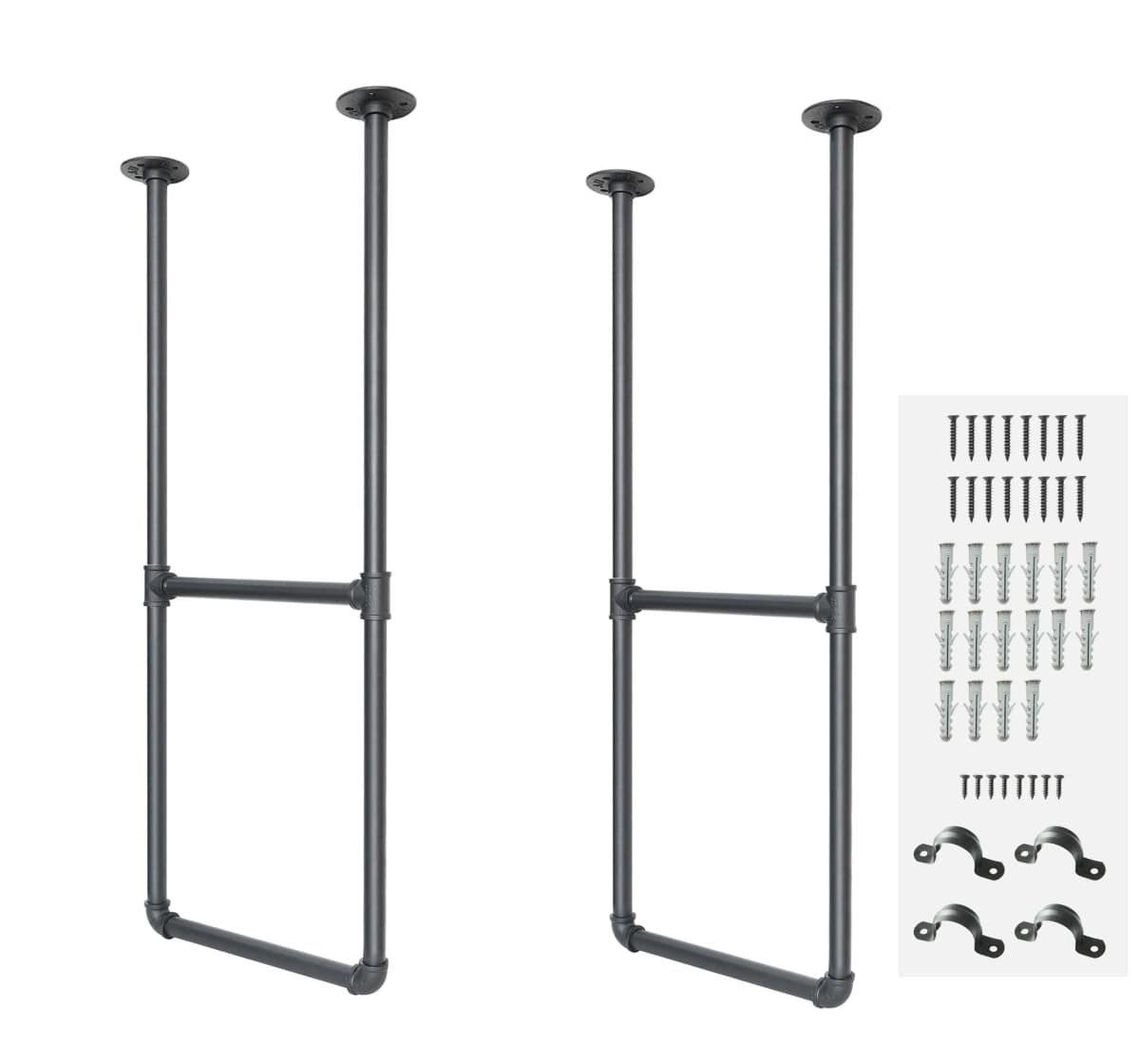 DIYHD 37" Ceiling Mount Gold Shelf 2 Pairs U Shape Pumbing Pipe Bracket for Kitchen(No Planks),Golden Black