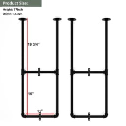 DIYHD 37" Ceiling Mount Gold Shelf 2 Pairs U Shape Pumbing Pipe Bracket for Kitchen(No Planks),Golden Black