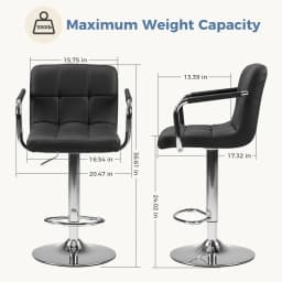 JHK Ergonomic Padded Armrests PU Leather Adjustable Swivel Office Chair Counter Height Thickened Seat Cushion with Back Chair
