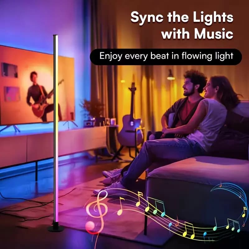 Modern RGB Corner Floor Lamp Smart APP Control Dimmable Color Changing Ambient Light for Bedroom Living Room Gaming