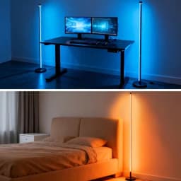 Modern RGB Corner Floor Lamp Smart APP Control Dimmable Color Changing Ambient Light for Bedroom Living Room Gaming