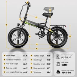 Cybervelo 1000W Folding Ebike 20" Fat Tire 48V 20AH Removable Battery 28+MPH 80 Miles 7-Speed Adult Electric Bike EK5