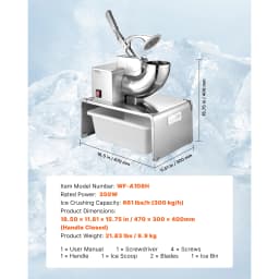 SucceBuy Ice Crusher Machine Stainless Steel Shaved Ice Machine with Bowl and Cover Ice-Shaver for Home and CommercialUse Silver