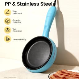 110V 450W Mini Non Stick Electric Skillet 15cm Blue Portable Cooking Pan For Egg Bacon Dumpling Making