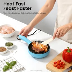 110V 450W Mini Non Stick Electric Skillet 15cm Blue Portable Cooking Pan For Egg Bacon Dumpling Making