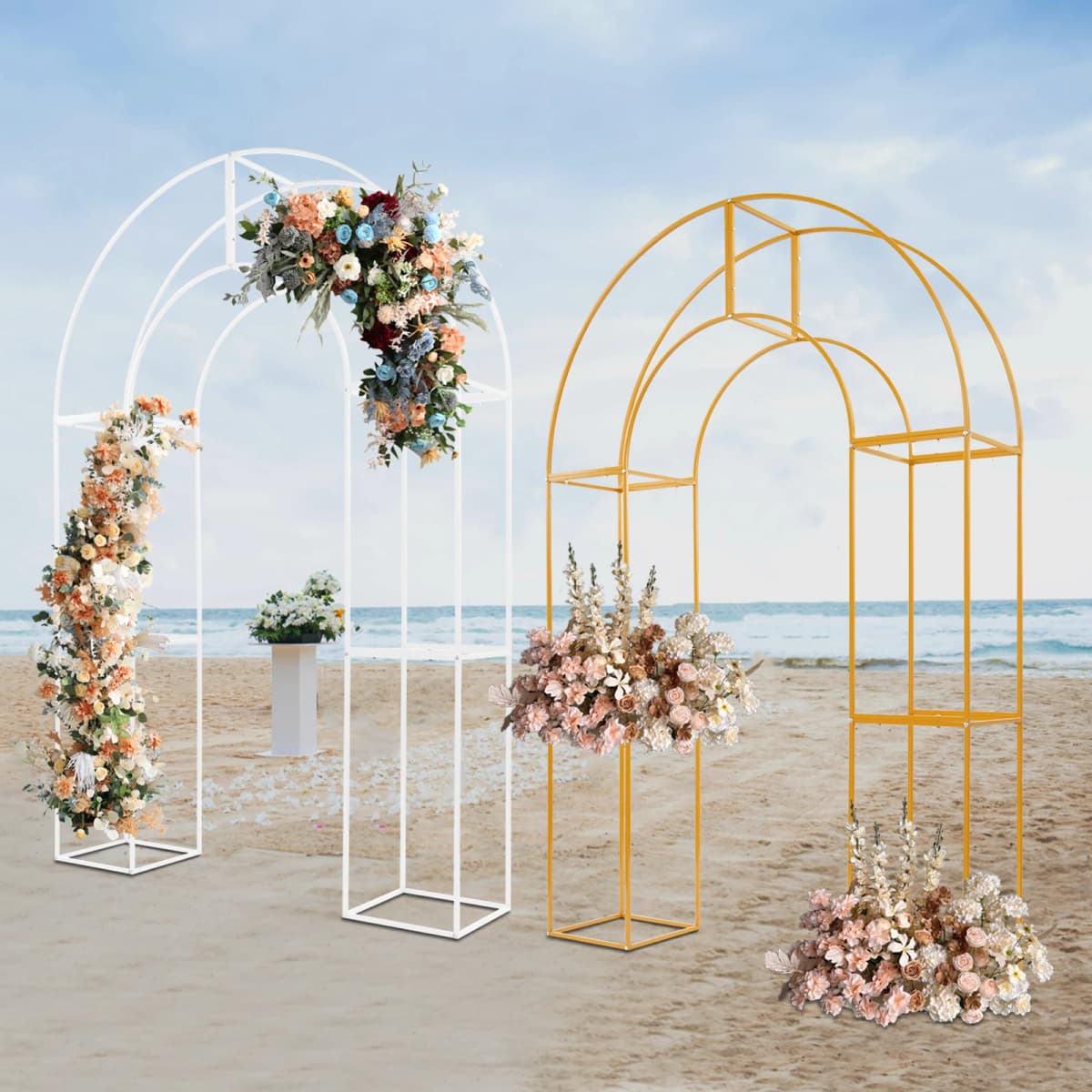 Three-dimensional Arch Wedding Stand, 1.5*2.3m Backdrop Flowers Frame, Free Standing Wedding Party Arch For Weddings, Parties