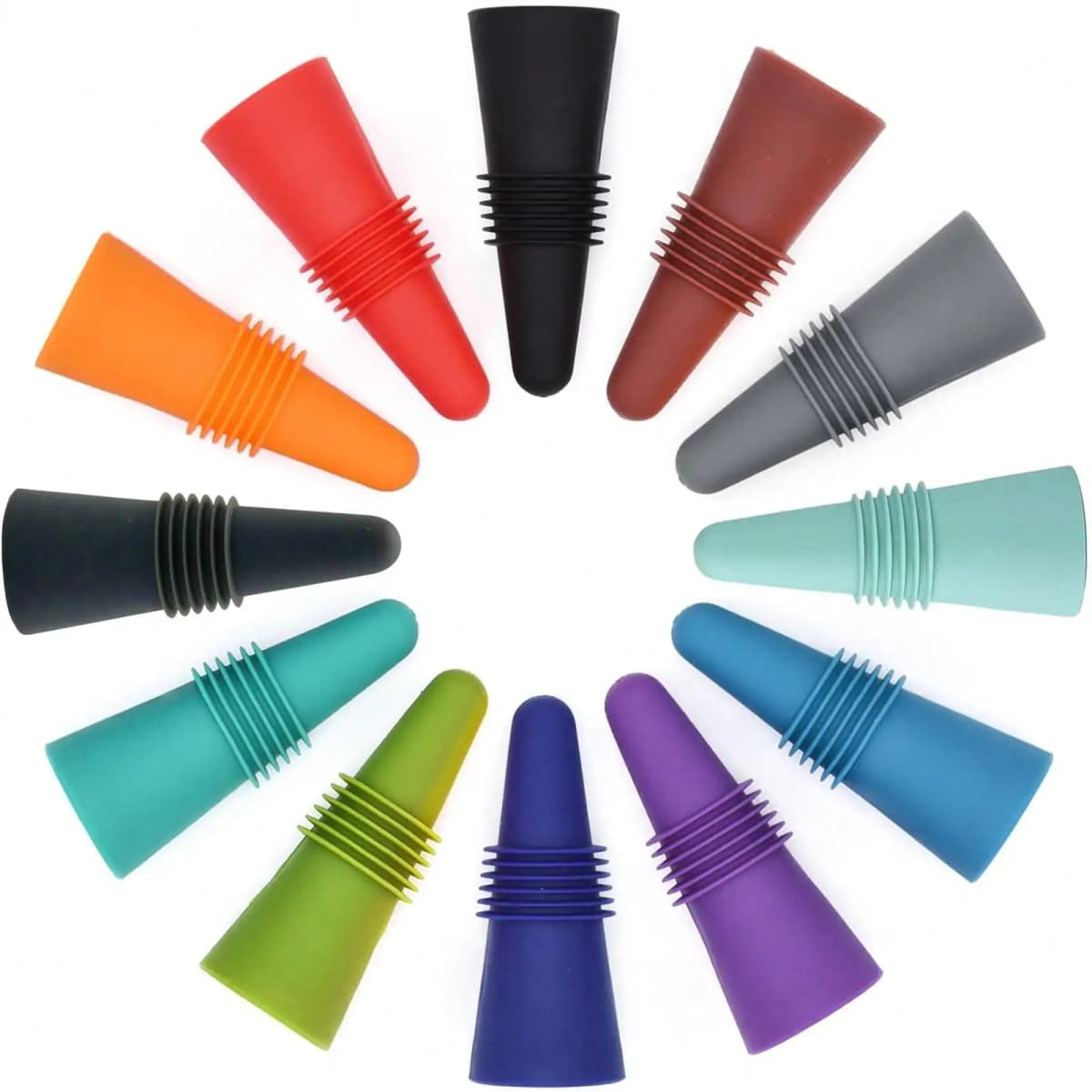 1pc Random Color Wine Stoppers Silicone Beverage Bottle Sealer Soft Tapered Wine Bottle Plug Leakproof Champagne Fresh Keeping Corks Kitchen Bar Tools