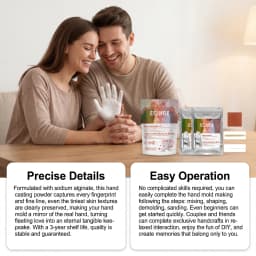 DIY Hand Mold Casting Kit For Couples 3D Hand Holding Sculpture Alginate Impression Powder Footprint Handprint Keepsake Anniversary Valentine's Day Gift Family Craft Activity