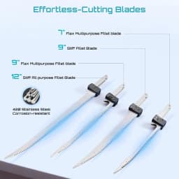 SEESII Cordless Electric Fillet Knife Rechargable Fish Knife Cutter Bread Beef Knives Kitchen Cooking Tools with 2.0Ah Battery for Fishing Filleting