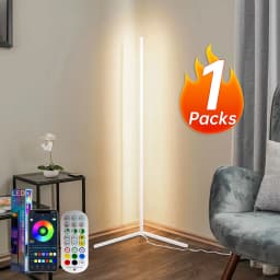 White L-Shaped Floor Lamp, USB Floor Light, Bluetooth APP & Remote Control Standing Lamp, Modern Floor Lamp for Living Room Bedroom Office