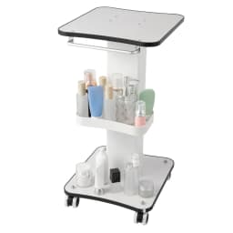  Beauty Trolley Cart with Wheels , 3-Tier Large Capacity Utility Storage , Iron Frame, Wood Tabletop, ABS Trays , Storage Shelf for Salon Spa Nail Equipment, Durable Mobile Rolling Cart