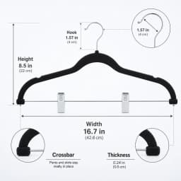 30 PCS Velvet Pants Hangers with Adjustable Clips, 16.7 Inches Heavy Duty Non-Slip Space Saving Clothes Hangers for Pants Skirts Coats Dresses Tank Tops