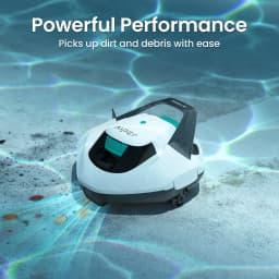 Seagull SE 2025 AIPER Cordless Pool Robot Cleaner with 1200GPH Strong Suction, 90 Mins Runtime, LED Indicator,Pool Vacuum for Above-Ground Pool up to 40 Feet, Refurbished,White