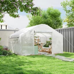 13' x 10' Hoop House with Large Windows Tunnel Greenhouse, White