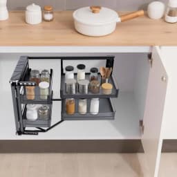 NEWEST 2-Tier W/4 Adjustable Baskets,Pull Out Cabinet Organizer, Fits 14"Opening&Soft-Close Mechanism for Kitchen Base Cabinet