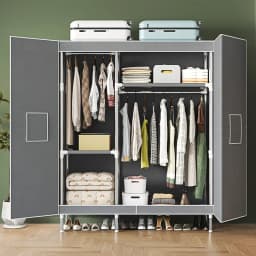 A Simple Wardrobe with Magnetic Suction Double Door Type, Magnetic Suction Thickened Panel, Cloth Portable Wardrobe for Bedroom