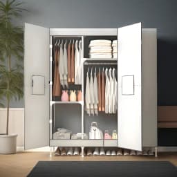 A Simple Wardrobe with Magnetic Suction Double Door Type, Magnetic Suction Thickened Panel, Cloth Portable Wardrobe for Bedroom
