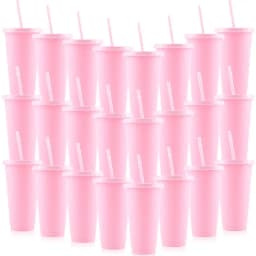 10/15/20/30 Pack Reusable Large Plastic Cups With Straw Lids, 24oz Portable Straw Cups, Large Capacity Beverage Cups Suitable Gatherings, Families, Schools, Offices, Camping, Outdoor Use,, Halloween, Valentine's Day, Thanksgiving, Graduation Season, Birth