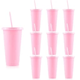 10/15/20/30 Pack Reusable Large Plastic Cups With Straw Lids, 24oz Portable Straw Cups, Large Capacity Beverage Cups Suitable Gatherings, Families, Schools, Offices, Camping, Outdoor Use,, Halloween, Valentine's Day, Thanksgiving, Graduation Season, Birth