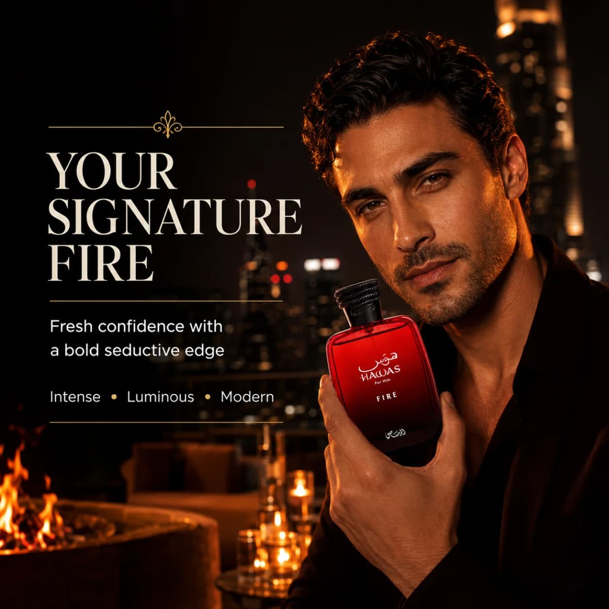 Armaf Hawas Fire for Him Eau de Parfum 100ml French Clary Sage Egyptian Jasmine Marine Ambergris Mineral Amber Aromatic Aquatic Men’s Fragrance Single Bottle