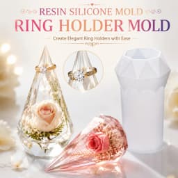 Diamond Cone Ring Base Resin Silicone Moulds, Multi Faceted Pyramid Silicone Moulds for Epoxy Resin Casting, Suitable for Ring Bases, Wedding Decorations, Engagement Gifts, Decorative Home Accessories and DIY Resin Crafts