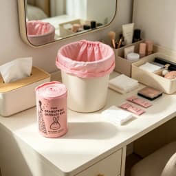 Pink Drawstring Trash Bags, Heavy Duty Large Disposable Garbage Bags, Leak Resistant Rubbish Bin Liners for Kitchen Home Outdoor Picnic, 1 Roll