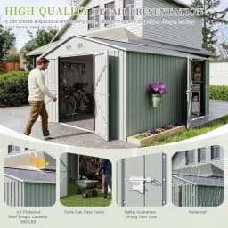 10x12 FT Outdoor Metal Storage Shed, Large Storage Sheds with Sturdy Frame Structure, Metal Garden Tool Shed with Lockable Door