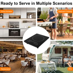 Portable Induction Burner, 750W Electric Induction Countertop Burner with Touch Panel, 8Cooking Preset Programs, Temp Adjustable for Home RV Dorm