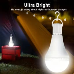 4/8/10/12pcs Rechargeable LED Emergency Bulbs, IP54waterproof, 2000mAh Large Battery 60W Equivalent Brightness, E27 Base (E26 Compatible), Wireless Portable with Hook, 6000K Cool White Light, for Home/ Office/ Camping/ Outage/ Outdoor Use