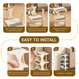Foldable Shoe Rack 6/9-Tier Collapsible Shoe Organizer Space-Saving Vertical Shoe Storage Tower Freestanding Corner Shoe Shelf Cabinet Multifunctional Stand for Home Entryway Closet