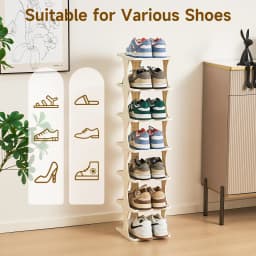 Foldable Shoe Rack 6/9-Tier Collapsible Shoe Organizer Space-Saving Vertical Shoe Storage Tower Freestanding Corner Shoe Shelf Cabinet Multifunctional Stand for Home Entryway Closet