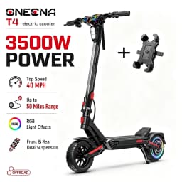 ONECNA T4/T3/T2 Adult Electric Scooter/3500W/1200W/1000W, Father's Day Gift, Single Motor with 50 Miles Range Battery, Up to 40 MPH Top Speed E-Scooter, Foldable Convenient Commuting Scooter for Adults RGB