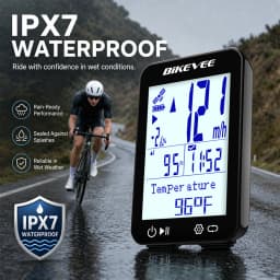 Bikevee Newest Professional Bluetooth Wireless GPS Bicycle Computer MPH KM/H 12 Languages Multilanguage 2.4-inch LCD Display Screen Rechargeable Bike Speedometer Odometer Stopwatch Tracker with Auto Backlight Connect BIKEVEE APP Cycling Accessories