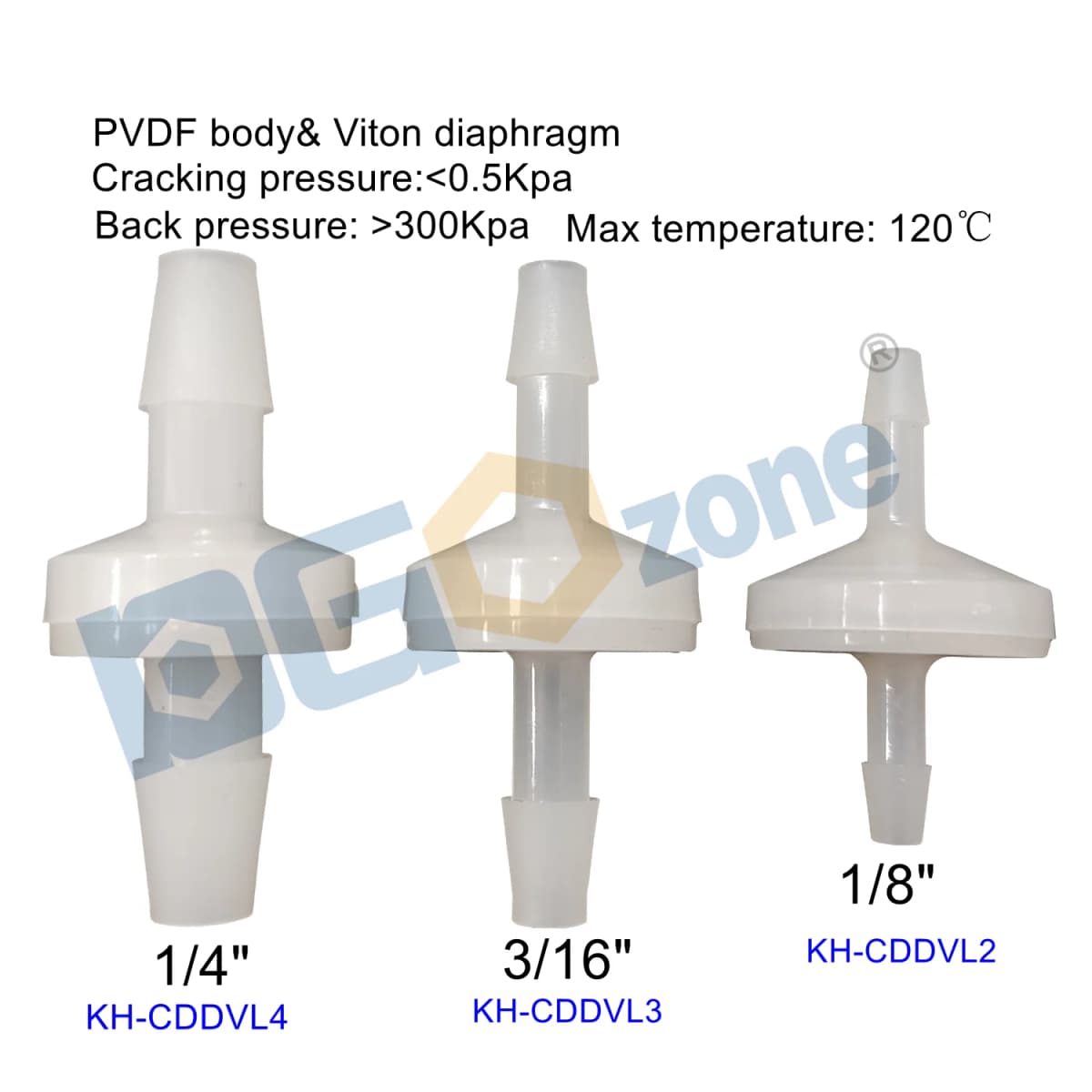 1/8' 3/16' 1/4' SPA Check Valve Ozone Proof Valve Non-return Valve PVDF Body Acid and Alkali Resistant DGOzone
