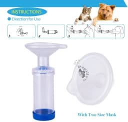 Dog Cat Inhaler Spacer Feline/Cannie Aerosol Chamber Inhaler for Adults Children Cats/Dogs Come with 3 Size Mask and Instruction