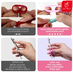 Fenice Pet Scissors Silicone Finger Rings Imported Soft Finger Non Slip Ring Beautician Finger Set Ultra Soft and Comfortable