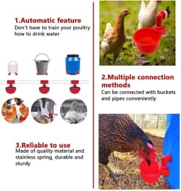 Automatic Chicken Water Feed Drinking Bowl Kit Farm Coop Poultry Waterer Drinking Water Feeder for Chicks Duck Goose Turkey