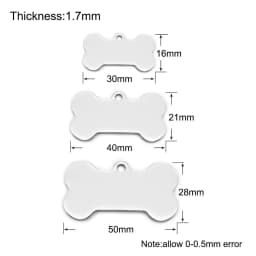 10 Pcs Blank Tag Stainless Steel Bone Keychain for DIY Custom Logo Tag Pet Dog Tag Collar Pet Accessoriess Charm