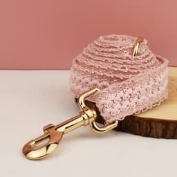 Pink Lace Dog Collar Personalizd Custom Engraved Nameplate Pet Wedding Collar Harness For Dogs Dog Accessories Luxury Lace03